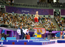 İdman gimnastikası üzrə fərdi çoxnövçülük yarışlarında ölkəmizi qadınlar arasında Marina Nekrasova təmsil edir. Bakı, Azərbaycan, 18 iyun 2015